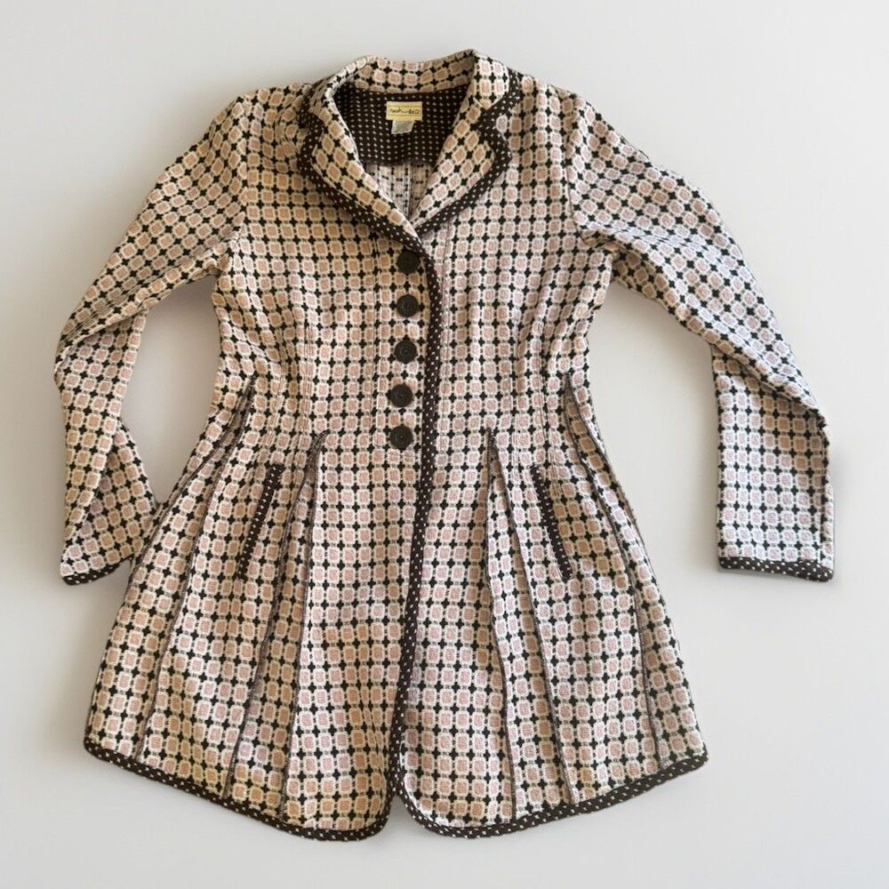 Neesh By D.A.R. Whimsical Coquette Blazer Rose Brown Parisian Chic Preppy Sz M - Picture 4 of 16
